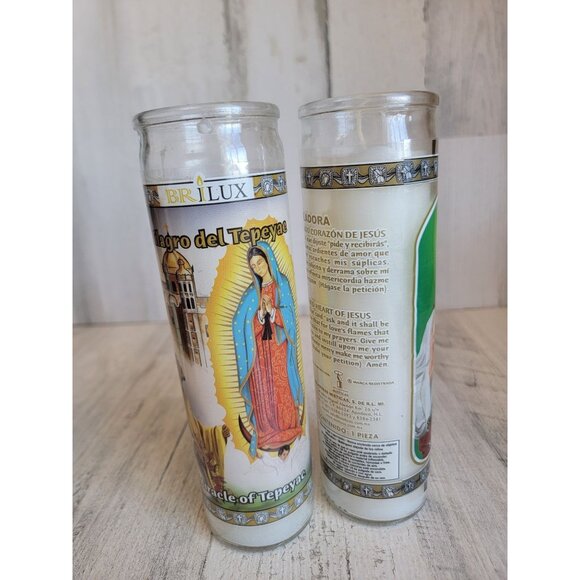 Religious Hail Mary Jesus candle tall set home decor - Picture 5 of 9